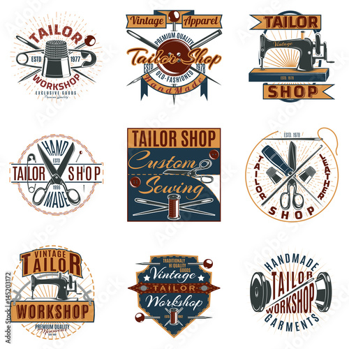 Colored Premium Tailor Shop Logotypes Set