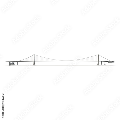 Tsing Ma Bridge on white. Side view. 3D illustration photo