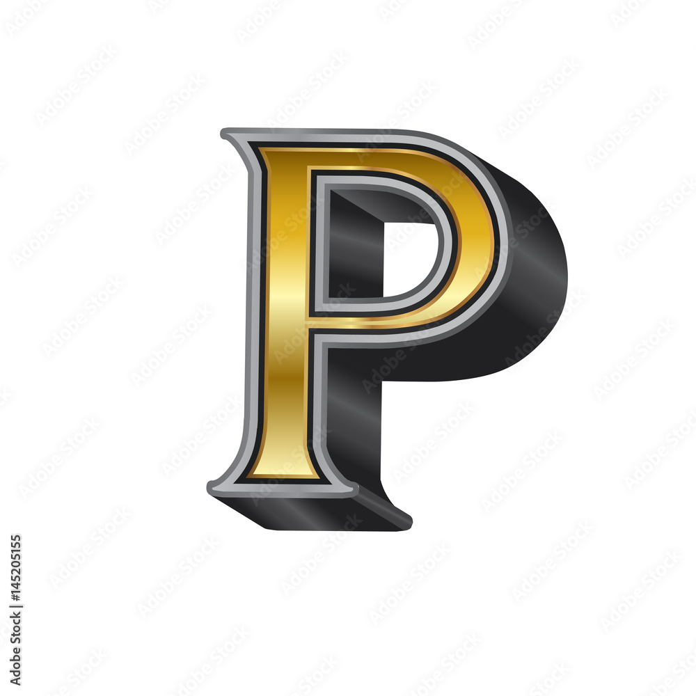 Gold effect beveled narrow letters
