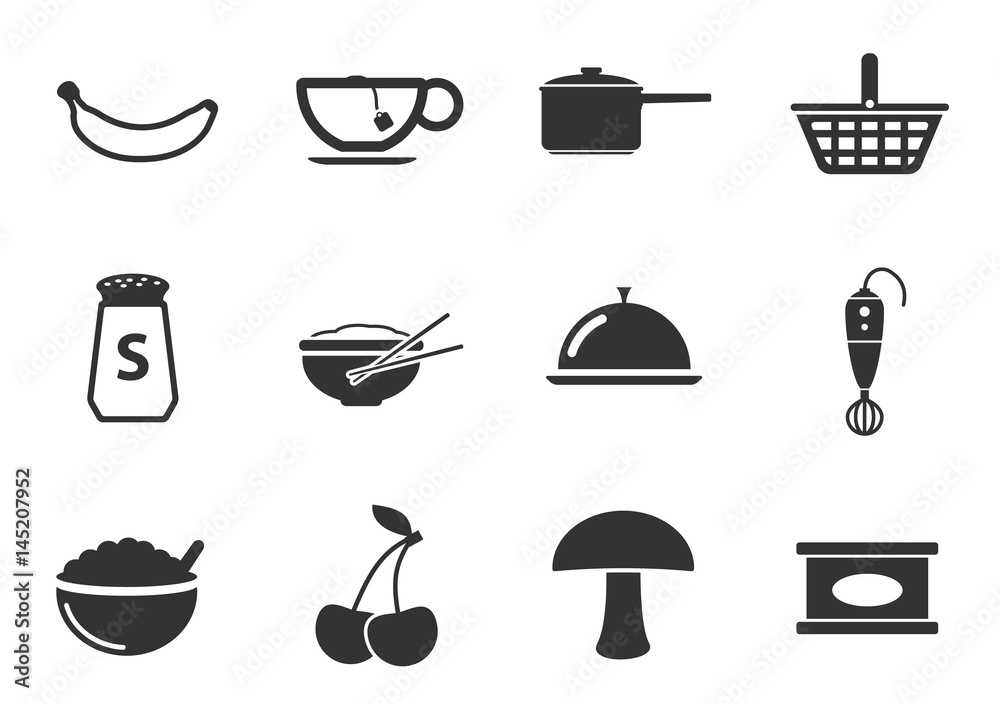 food and kitchen icon set food and kitchen icon set