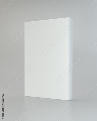 Front view of blank book cover white. 3d rendering.