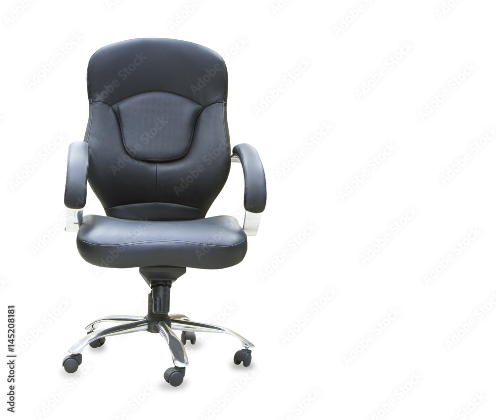 The office chair from black leather. Isolated The office chair from black leather. Isolated