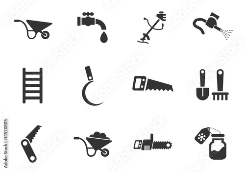 garden tools icon set