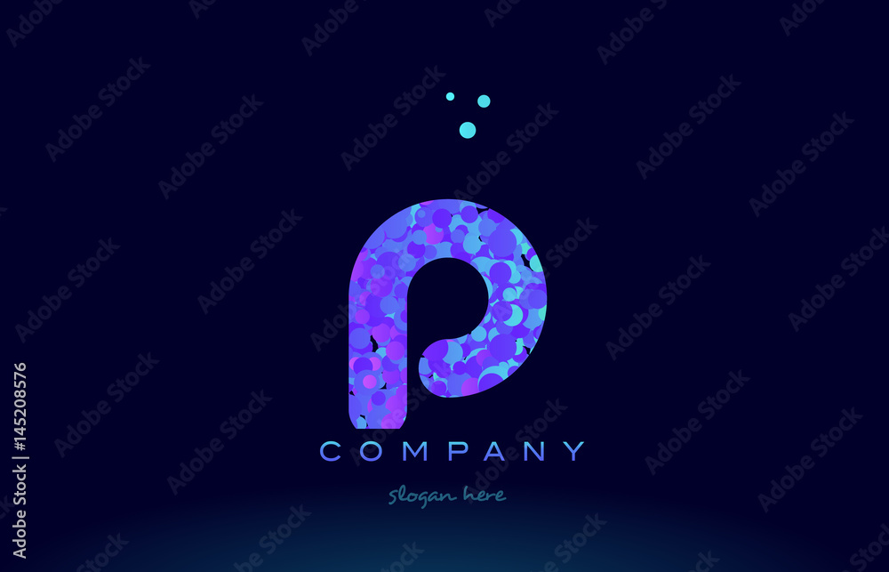 p bubble circle dots pink blue alphabet letter logo icon vector p bubble circle dots pink blue alphabet letter logo icon vector