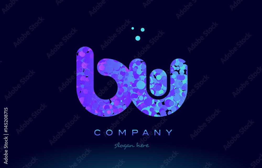Fototapeta premium bw b w bubble circle dots pink blue alphabet letter logo icon vector