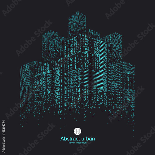 A high - rise graphic design consisting of binary numbers.