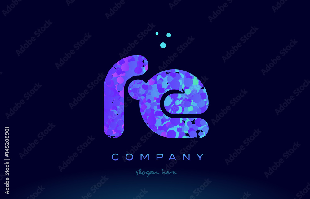 Fototapeta premium fe f e bubble circle dots pink blue alphabet letter logo icon vector