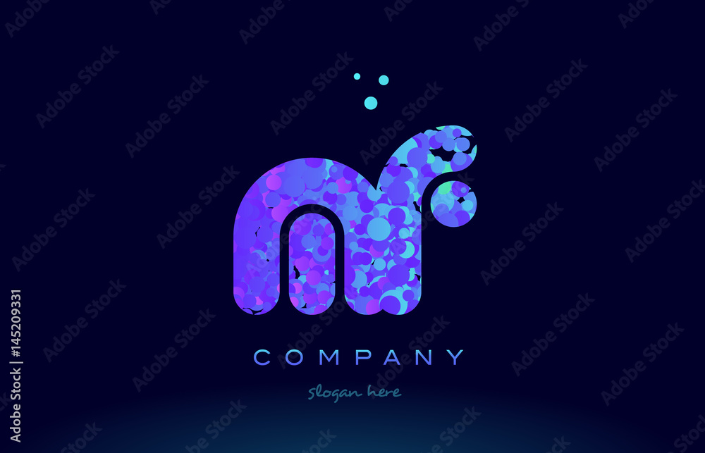 Fototapeta premium mf m f bubble circle dots pink blue alphabet letter logo icon vector