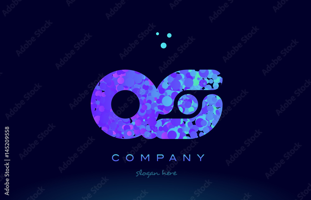 qs q s bubble circle dots pink blue alphabet letter logo icon vector