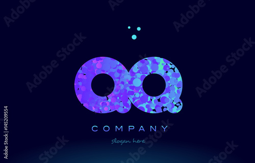 qq q q bubble circle dots pink blue alphabet letter logo icon vector