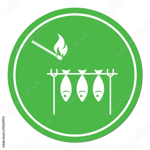 Grilled fish icon. Vector illustration