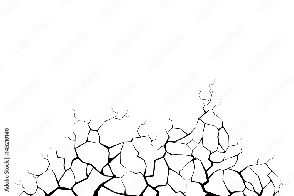 Naklejka premium Earth cracks or lightning on white background. Grunge texture design.