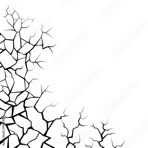 Earth cracks or lightning on white background. Grunge texture design.