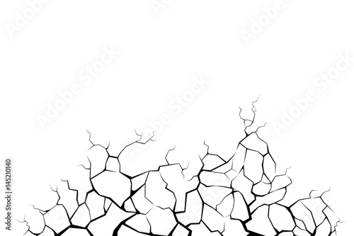 Earth cracks or lightning on white background. Grunge texture design.