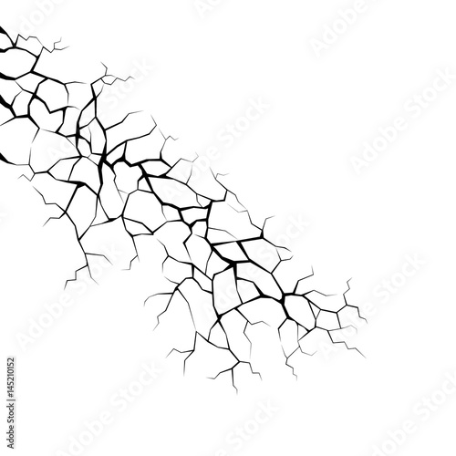 Earth cracks or lightning on white background. Grunge texture design. 