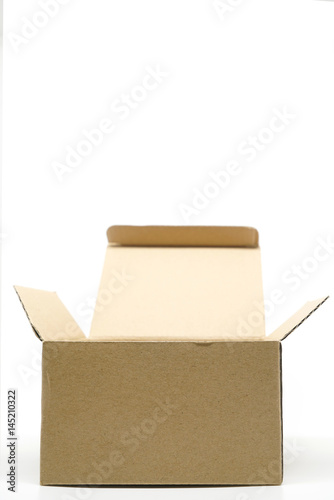 empty carton box for packing some item transport to customer on white background isolate