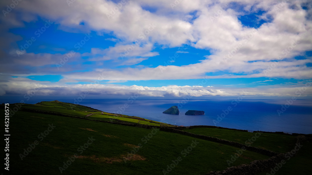 Sea view to Cabras islet near Terceira island, Azores, Portugal