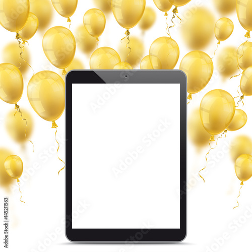 Tablet Golden Balloons White Cover