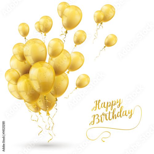 Golden Balloons Happy Birthday White Cover