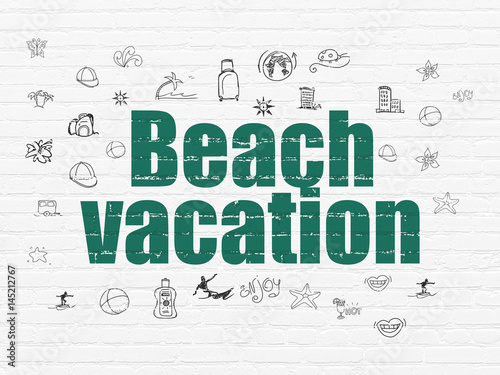 Vacation concept  Beach Vacation on wall background