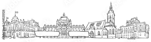 Zagreb Croatia Panorama Sketch