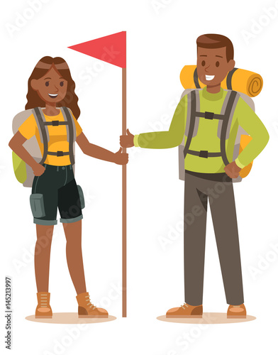 Family lifestyle. Family travel time. Happy family go to Camping. Vector illustration design. no5