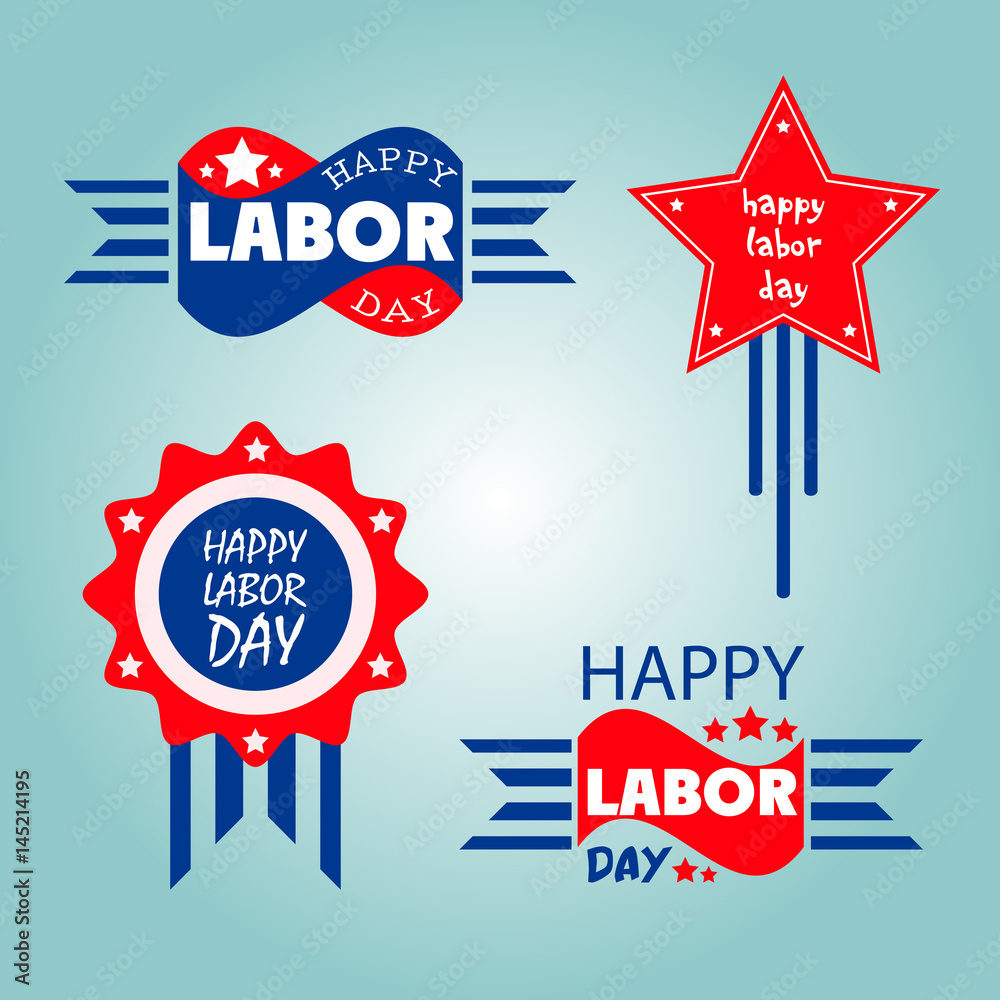 set of happy labor day icons set of happy labor day icons