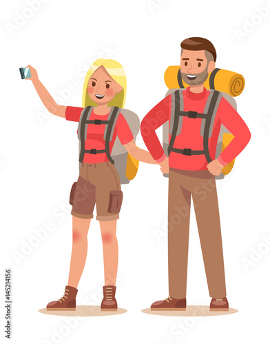 Family lifestyle. Family travel time. Happy family go to Camping. Vector illustration design. no6