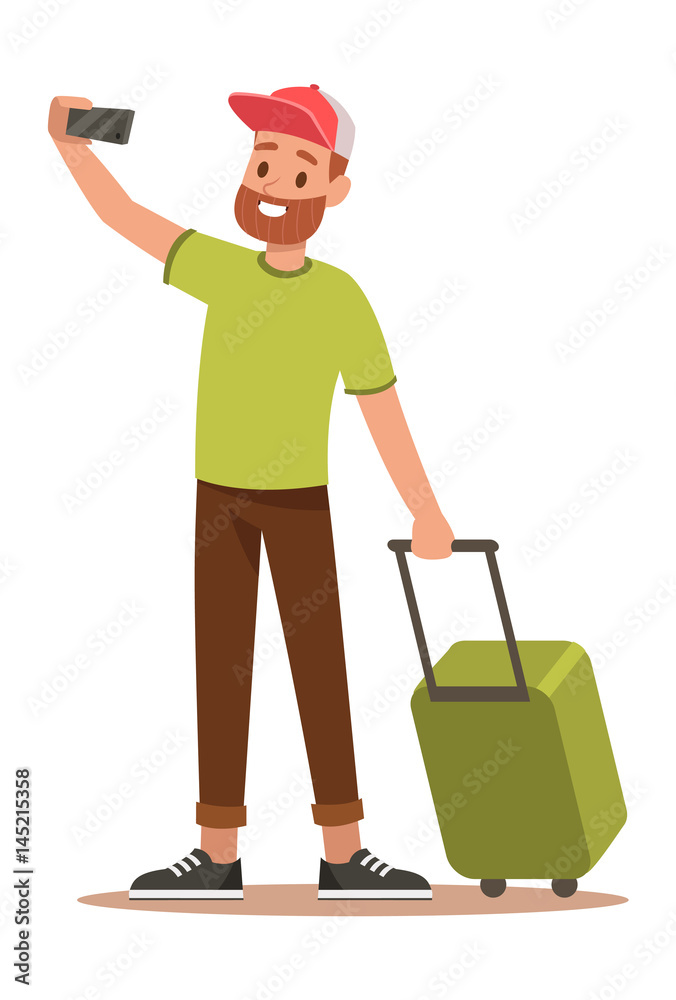 travel time. Happy man go to travel. Vector illustration design. travel time. Happy man go to travel. Vector illustration design.