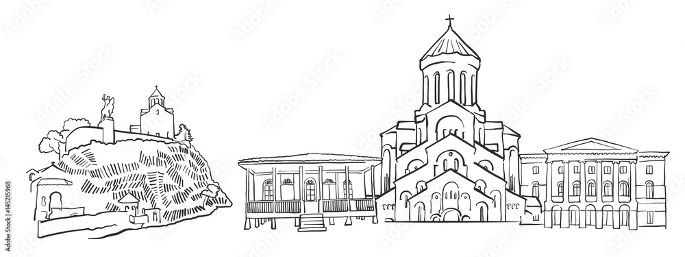 Tbilisi Georgia Panorama Sketch