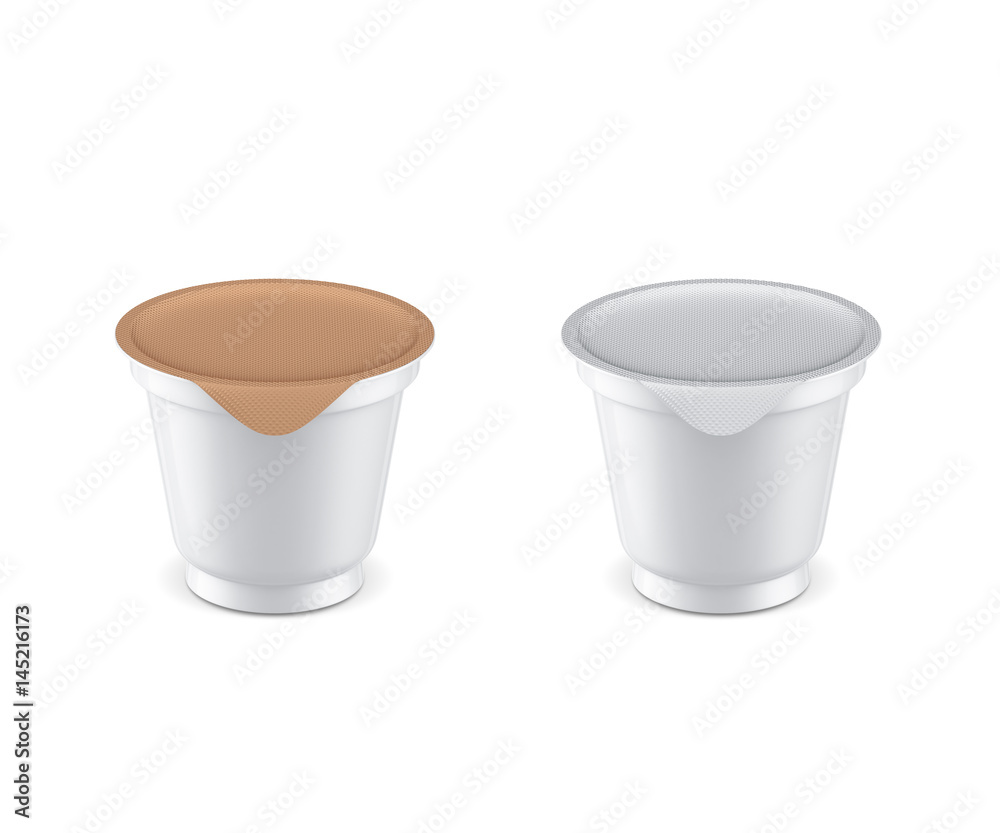 Plastic Yogurt Cup Mockup with Foil cover, 3d rendering Plastic Yogurt Cup Mockup with Foil cover, 3d rendering