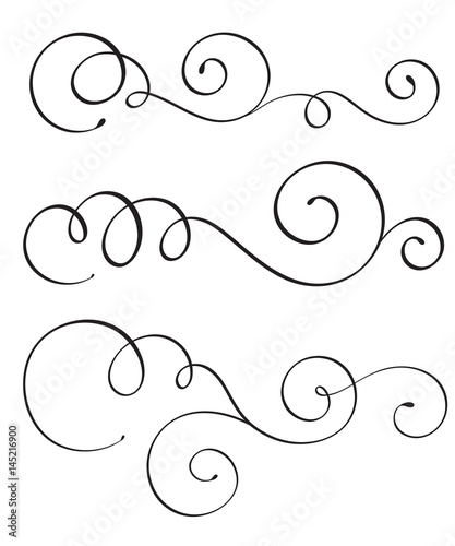 set of vintage flourish decorative art calligraphy whorls for text. Vector illustration EPS10