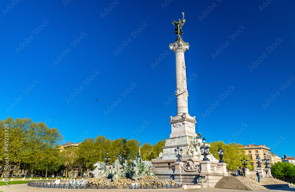 Monument aux Girondins on the Quinconces square in Bordeaux - France