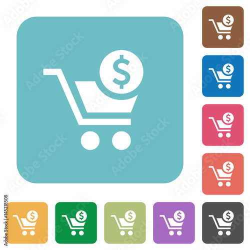 Checkout with Dollar cart rounded square flat icons