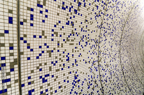 Mosaic of blue and white