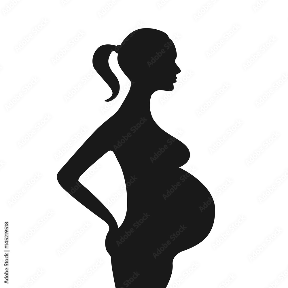 Pregnant girl silhouette. Pregnant woman eps clip art isolated on white ...