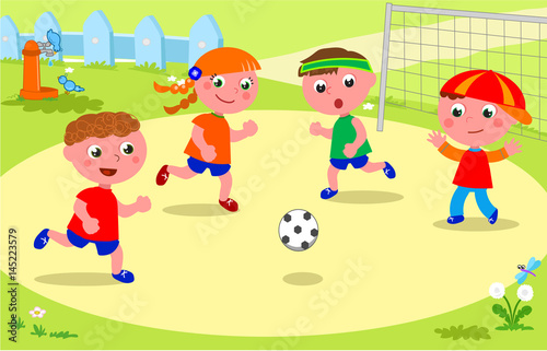 Friends playing soccer at the park