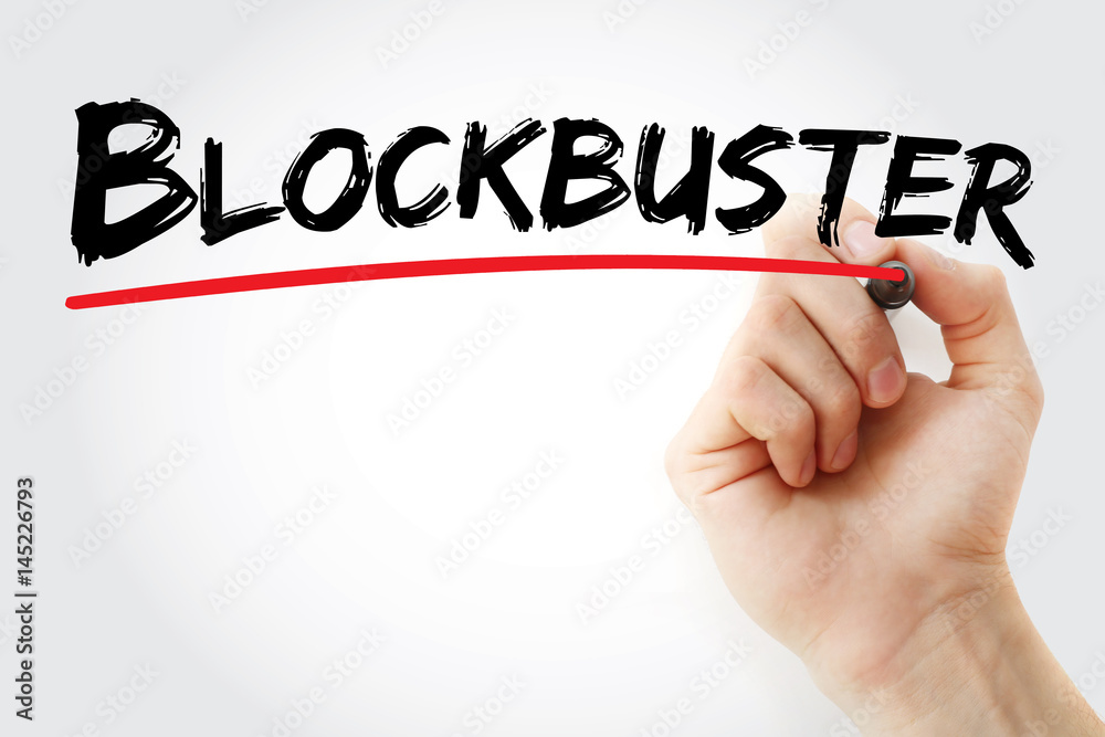 Hand writing Blockbuster with marker, concept background Hand writing Blockbuster with marker, concept background