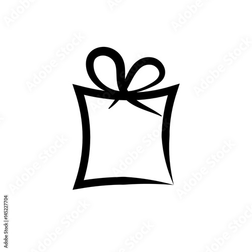Pictogram gift icon. Black icon on white background.
