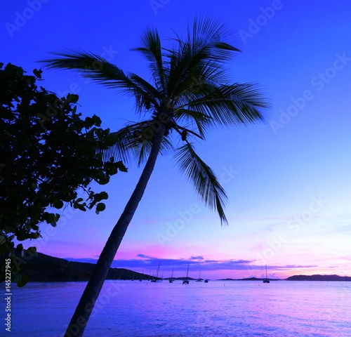 Tropical sunset over the Caribbean Sea in the US Virgin Islands