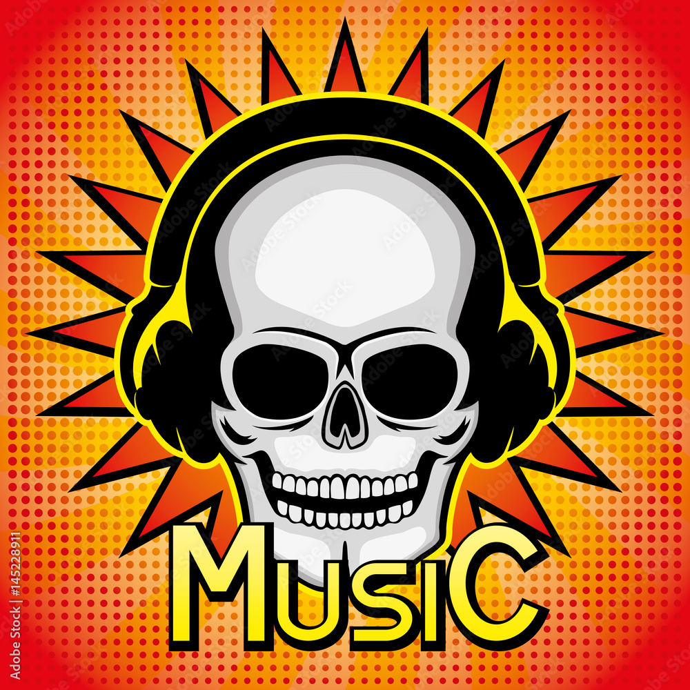 Obraz premium Skull with headphones.