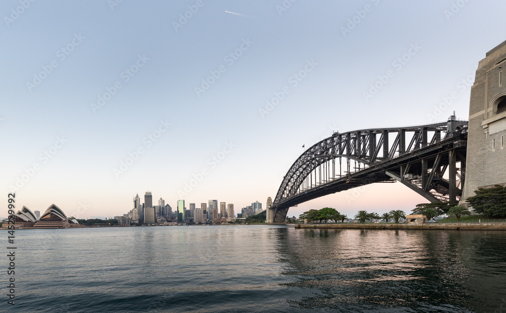 Sunrise over Sydney Harbour viewed from Kirribilli in North Sydney.