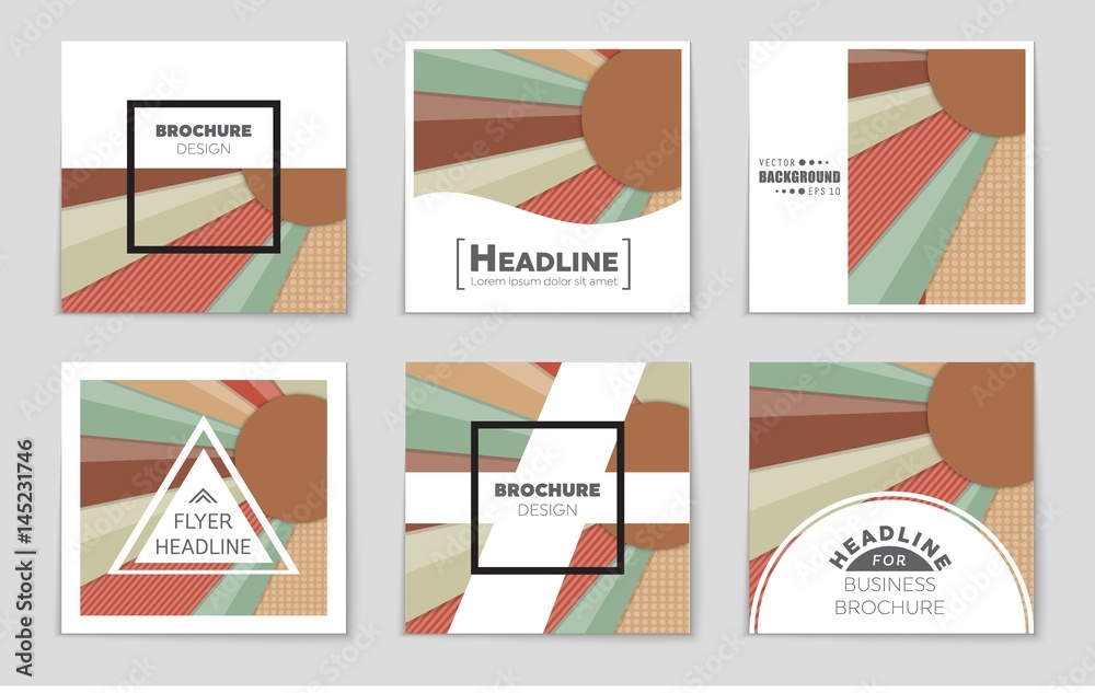 Obraz premium Abstract vector layout background set. For art template design, list, front page, mockup brochure theme style, banner, idea, cover, booklet, print, flyer, book, blank, card, ad, sign, sheet,, a4