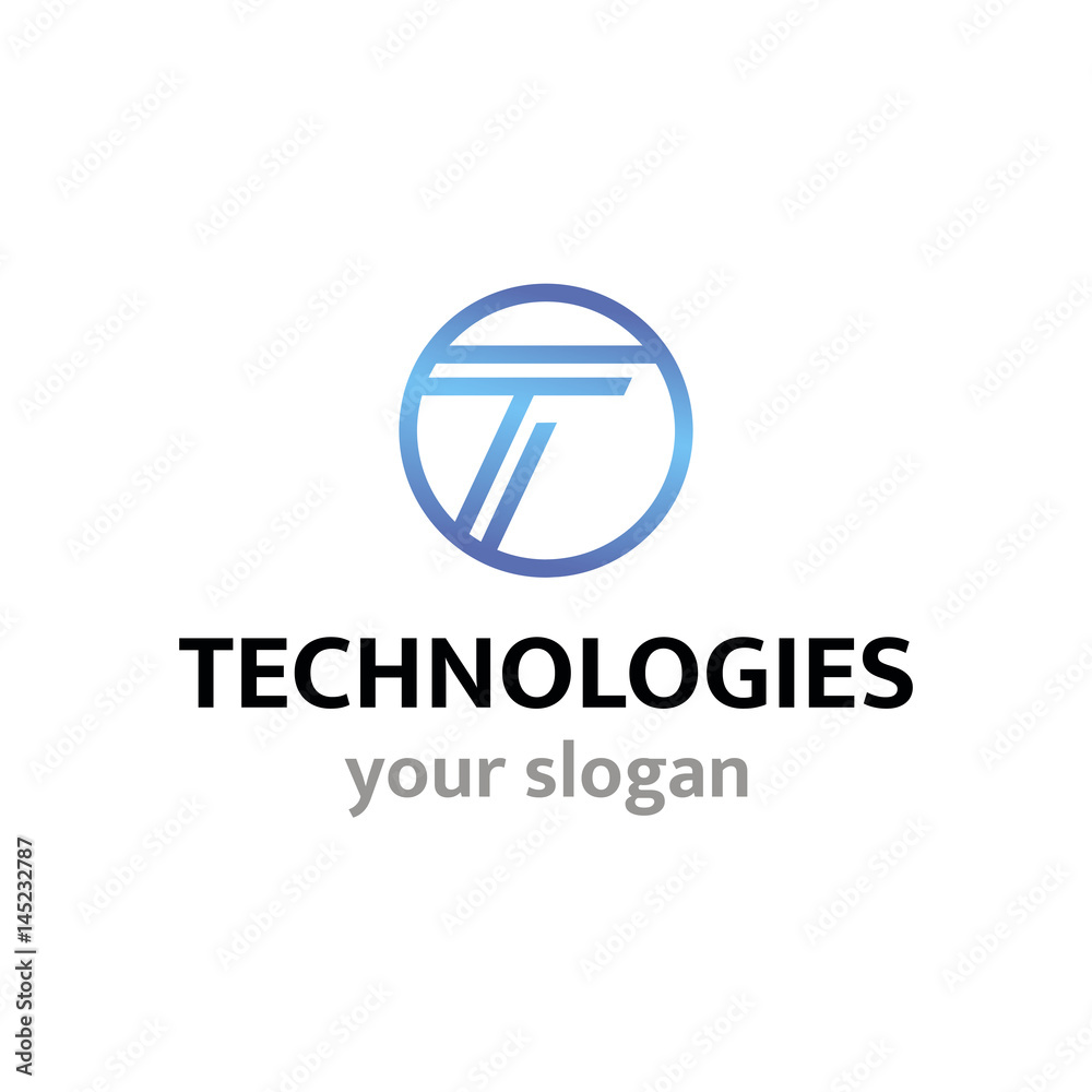 Vector logo template for technology or communications companies, high-tech innovation.Letter T, inscribed in a circle. Vector logo template for technology or communications companies, high-tech innovation.Letter T, inscribed in a circle.