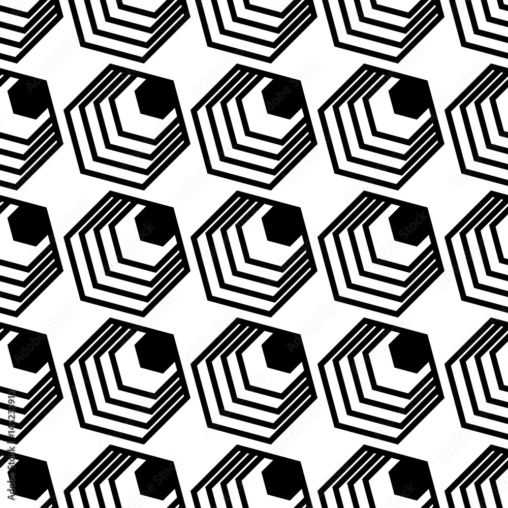 Seamless vector black and white geometric pattern.
Seamless vector black and white geometric pattern.