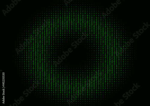 Binary code black and green background.