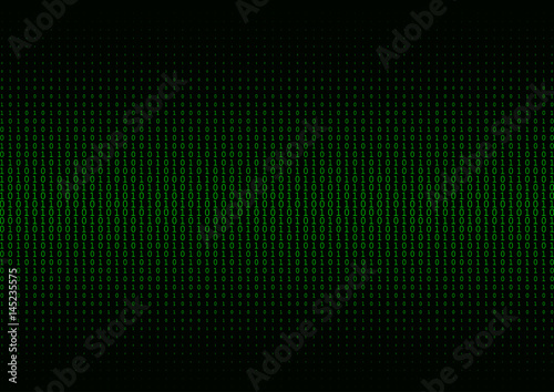 Binary code black and green background. © Olga_Rom