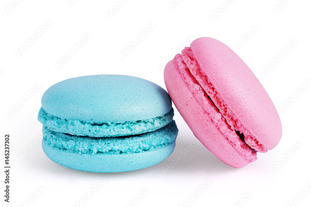 Cake macaron or macaroon isolated on white background, sweet and colorful dessert Cake macaron or macaroon isolated on white background, sweet and colorful dessert