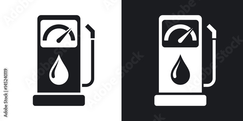 Vector gas station icon. Two-tone version on black and white background
