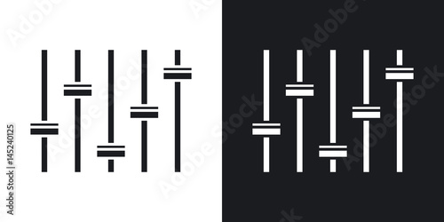 Vector equalizer icon. Two-tone version on black and white background